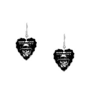  Earring Heart Charm Wiseguy Skeleton Smoking Cigar with 