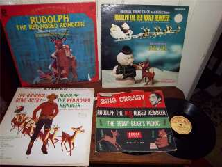 Vtg Rudolf Reindeer LP Records Autry Ives Crosby Carter  