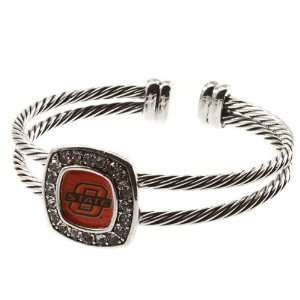  tone double braided wire bracelet with Oklahoma State logo. University