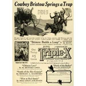  1927 Ad Cowboy Jeff Bristow Fawcetts Triple X Western 