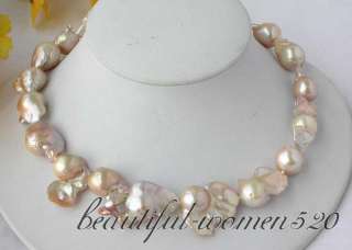 big 17 25mm baroque pink keshi reborn pearl necklace 925silver
