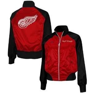   Detroit Red Wings Ladies Red Full Zip Satin Jacket