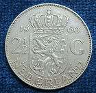 Netherlands 2 1/2 Gulden, 1960   Great Silver Coin