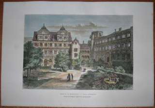 1878 Reclus print HEIDELBERG CASTLE, GERMANY  