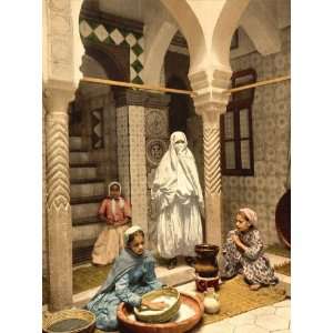 Vintage Travel Poster   Luce Ben Aben Moorish women preparing couscous 