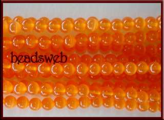 8mm Orange Cats Cats Eye Round Glass Loose Beads 15  