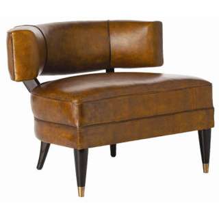Mahogany/Mottled Brown Leather Art Deco Accent Chair  