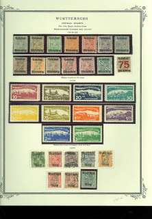 Wurttemberg, Advanced Stamp Collection hinged/Mounted on Scott 