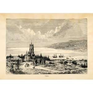   Black Sea Foros Church Cityscape   Original Engraving