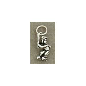    Sterling Silver Charm .625 inch tall Girl Softball Player Jewelry