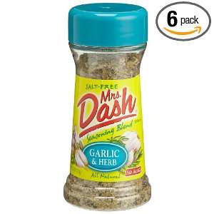Mrs. Dash Garlic & Herb Salt Free Blend, 2.5 Ounce Shakers (Pack of 6)