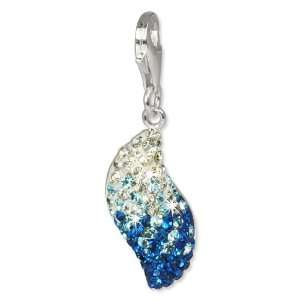  wave blue ICE, 925 Sterling Silver Charms Pendant with Lobster 