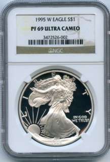 1995 W Proof Silver Eagle NGC PR 69 Ultra Cameo West Point  