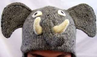   Elephant Hat Cartoon Animal Warm Wool Winter Ski Cap Ear Flaps  