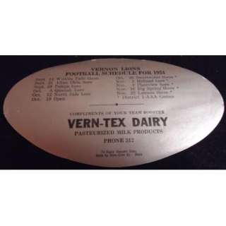 1951 Football Schedule Decal VERNON LIONS Texas  