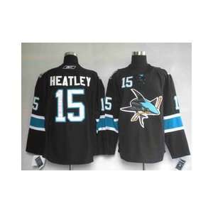  Heatley #15 NHL San Jose Sharks Black Hockey Jersey Sz48 