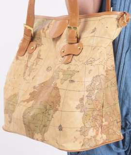 Womens World Map Print Shoulder Bag Handbag Purse A7  