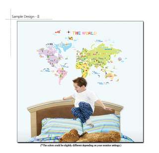 WORLD MAP   Kids Room Nursery Wall Decor Stickers Decal  