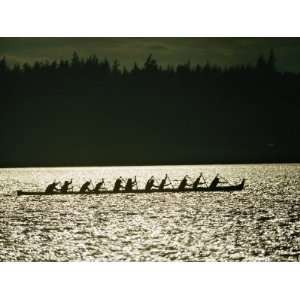  Lummi Indians Paddle a Large Canoe National Geographic 