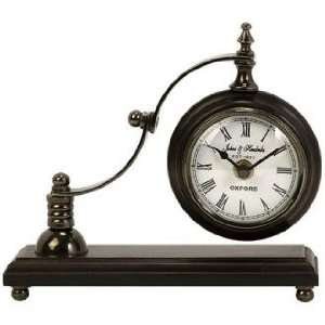  Calisto Scroll Arm Metal and Wood Desk Clock