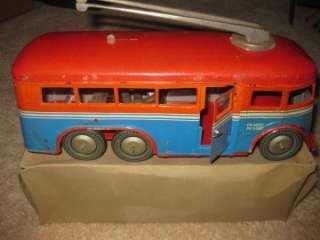 Vintage Joustra Tin Litho Bus Windup Working in Box  