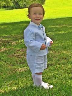 Lito Boys Light Blue Striped Seersucker 4 pc Eaton Suit  