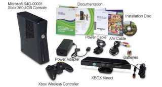 Microsoft Xbox 360 4GB +Kinect +Adventures Bundle Black Console NEW 