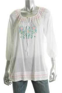 DKNYC Casual Shirt White Embroidered Sale Misses S  
