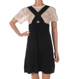 386 SONIA RYKIEL Black & Cream Silk Dress Size UK 10 / 36 RRP £315 