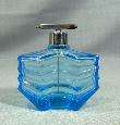 ANTIQUE ART DECO BOHEMIAN AQUAMARINE BLUE GLASS PERFUME SCENT BOTTLE 