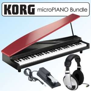  Korg Micropiano Digital Piano Red Bundle With Pedal 