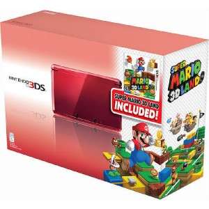 Nintendo 3DS Bundle w Super Mario 3D Land Video Game Flame Red 
