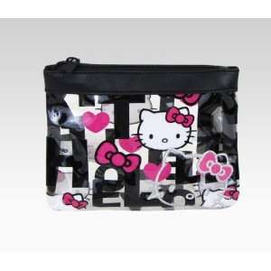  Hello Kitty Vinyl Cosmetic Pouch Black Quilt Beauty