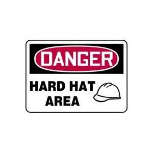  DANGER HARD HAT AREA (W/GRAPHIC) 7 x 10 Aluminum Sign 
