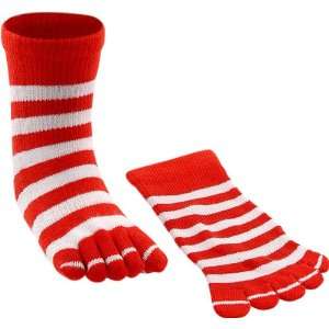  Red & White Childs Striped Toe Socks Toys & Games