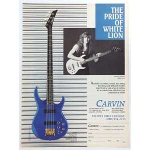 1988 James Lomenzo White Lion Carvin Guitar Print Ad (Music 