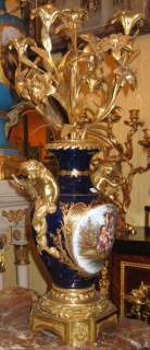 Louis XV Style Sevres Porcelain Gilt Bronze Candelabra  