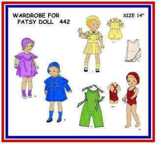 442 vintage Patsy Doll pattern 14 Bathing Suit  