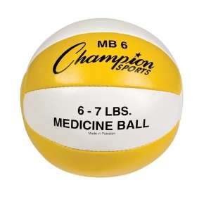   Sports 6 lb Leather Medicine Ball   Yellow & White