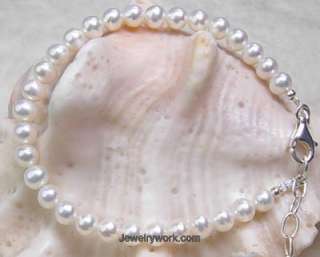 4676 7 25inch luster 5 5mm cultured pearl silver bracelet anklet 