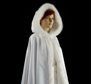 NEW FORMAL WEDDING WINTER WHITE IVORY FAUX FUR CAPE 62  