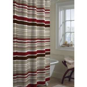  Merridian Red Stripe Fabric Shower Curtain