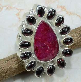 CHERRY RUBY+AMETHYST RING SIZE 9; T1519  