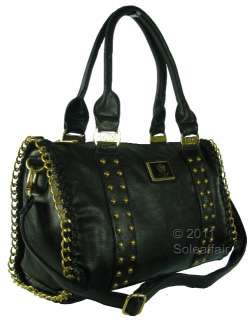 LYDC Designer Leather Style Stud & Chain Womens Handbag  