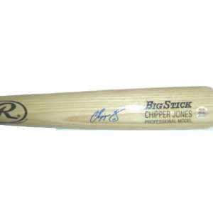  Chipper Jones Autographed Rawlings Tan Baseball Bat w 