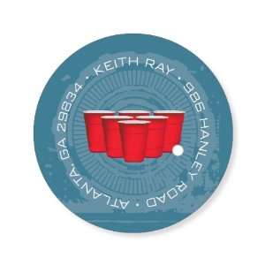  Beer Pong Label Round Birthday Stickers