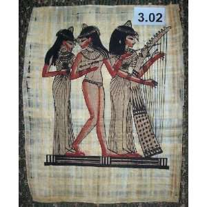  Egyptian Papyrus * Dancing and singing girls * 30x40cm 
