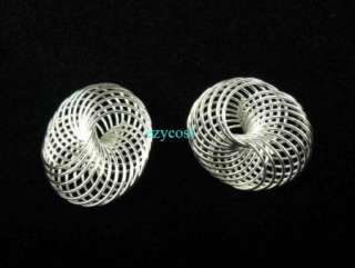 23mm Silver Plated Spacer Beads Metal Round Winding 60x  