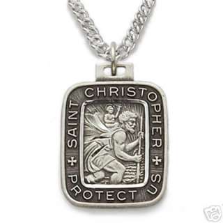 Large Solid .925 Sterling Silver Patron Saint Christopher Medal 