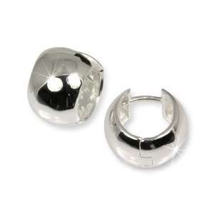 SilberDream earring big glossy retractable creole, 925 Sterling Silver 